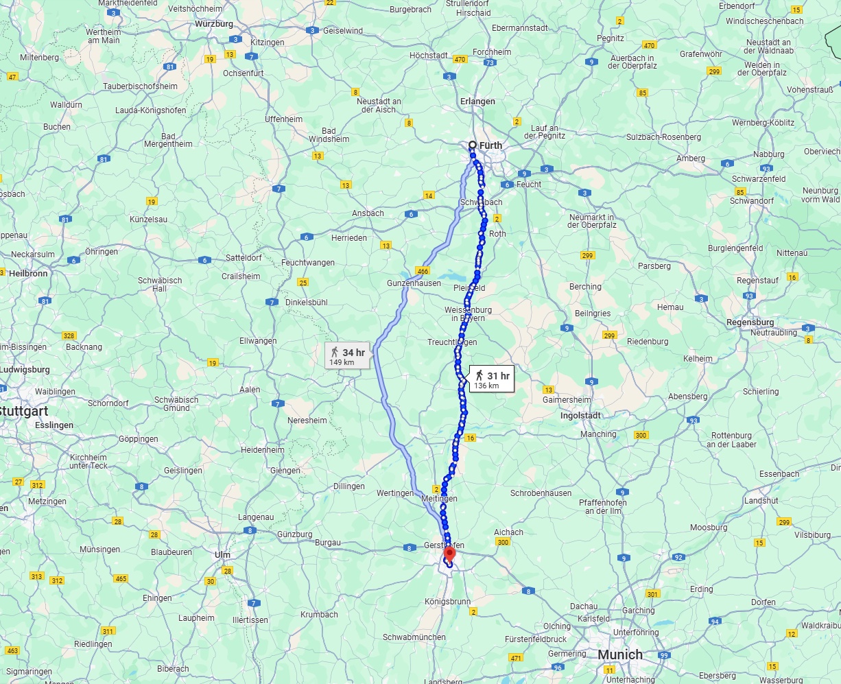 Anreise von Fürth Zu Augsburg Über 