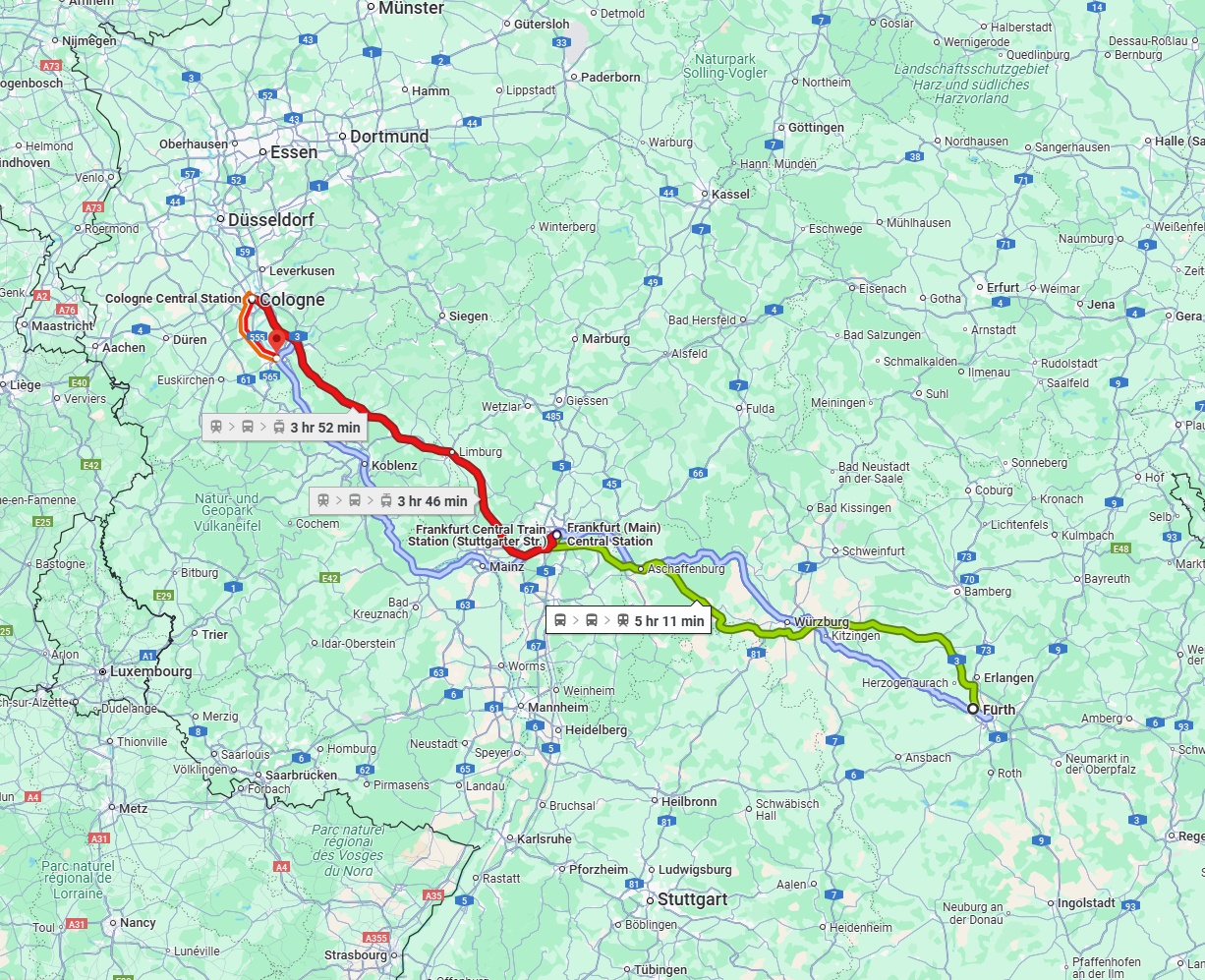 Anreise von Fürth Zu Bonn Über 
