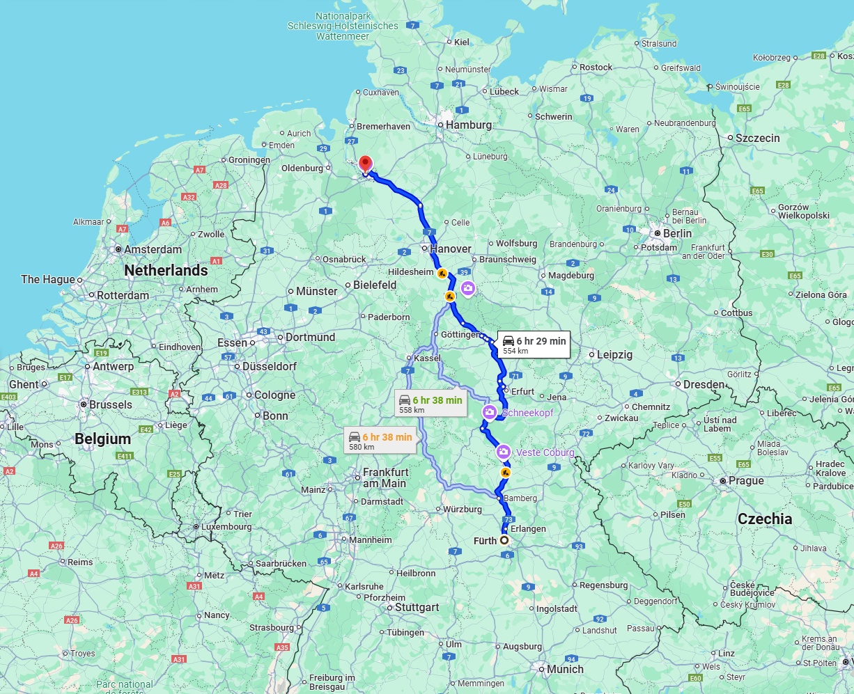 Anreise von Fürth Zu Bremen Über via A73