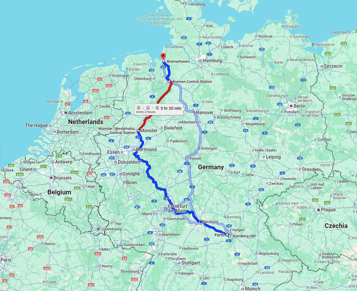 Anreise von Fürth Zu Bremerhaven Über 