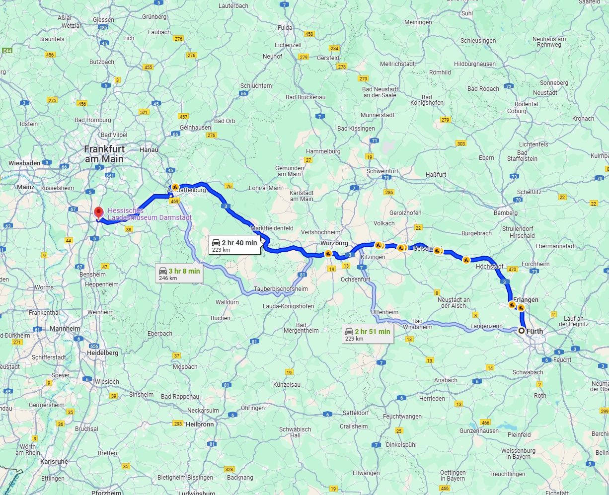 Anreise von Fürth Zu Darmstadt Über via A3