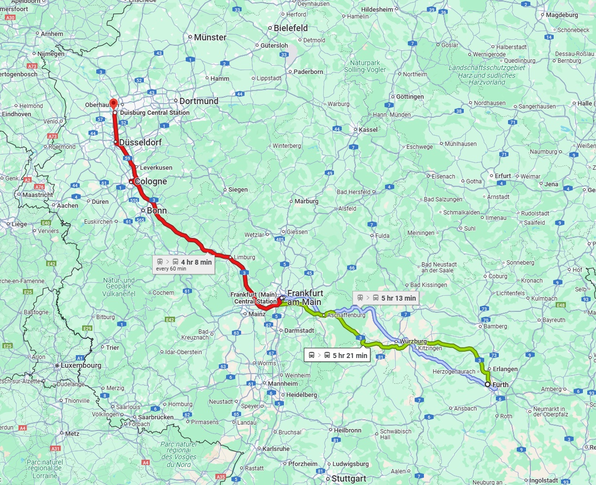 Anreise von Fürth Zu Duisburg Über 