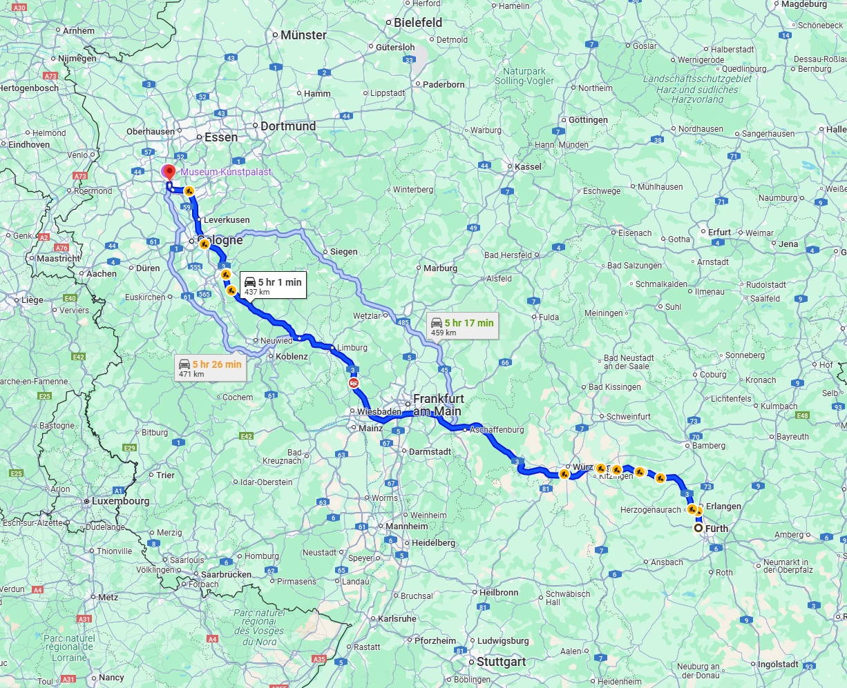 Anreise von Fürth Zu Düsseldorf Über via A3