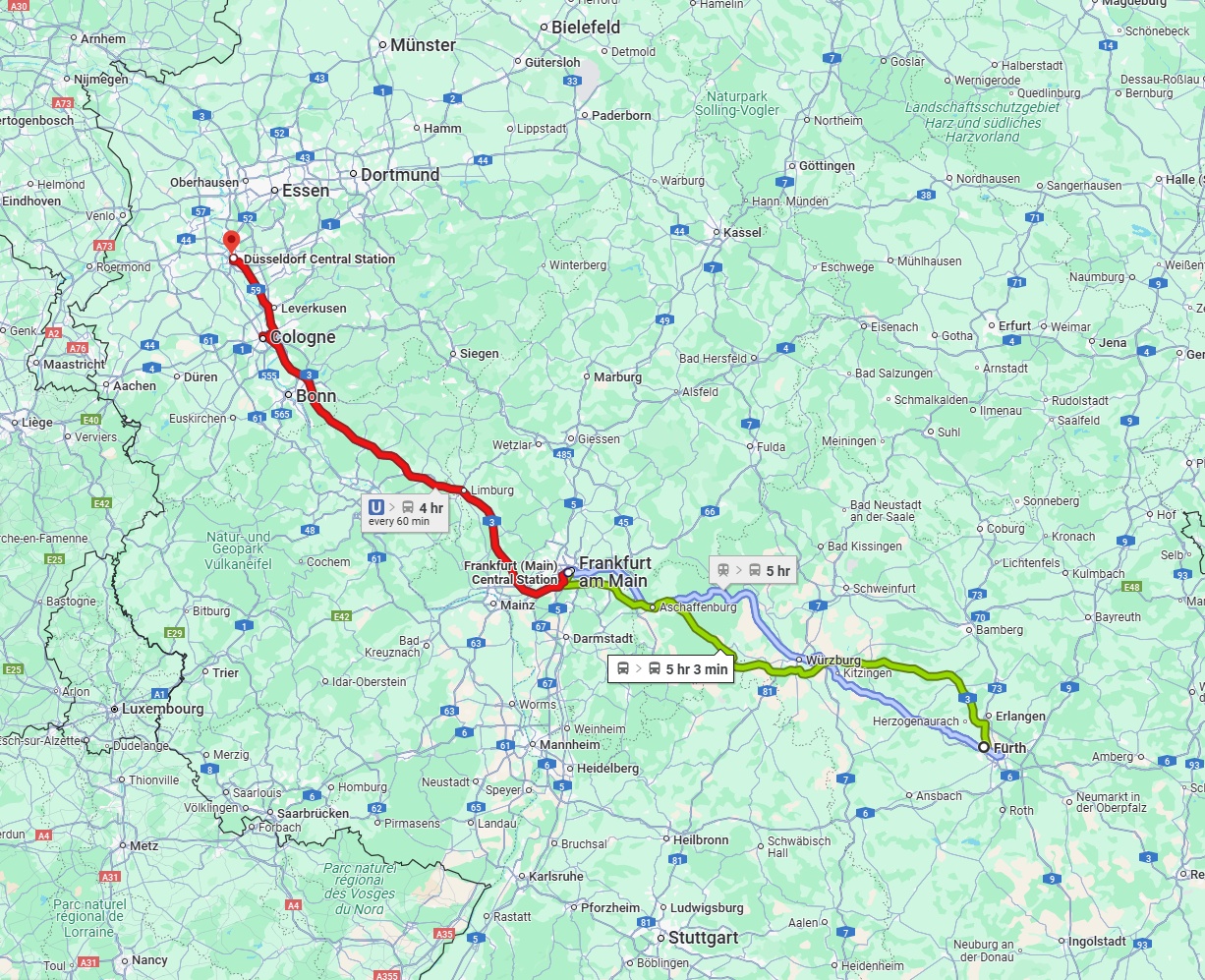 Anreise von Fürth Zu Düsseldorf Über 
