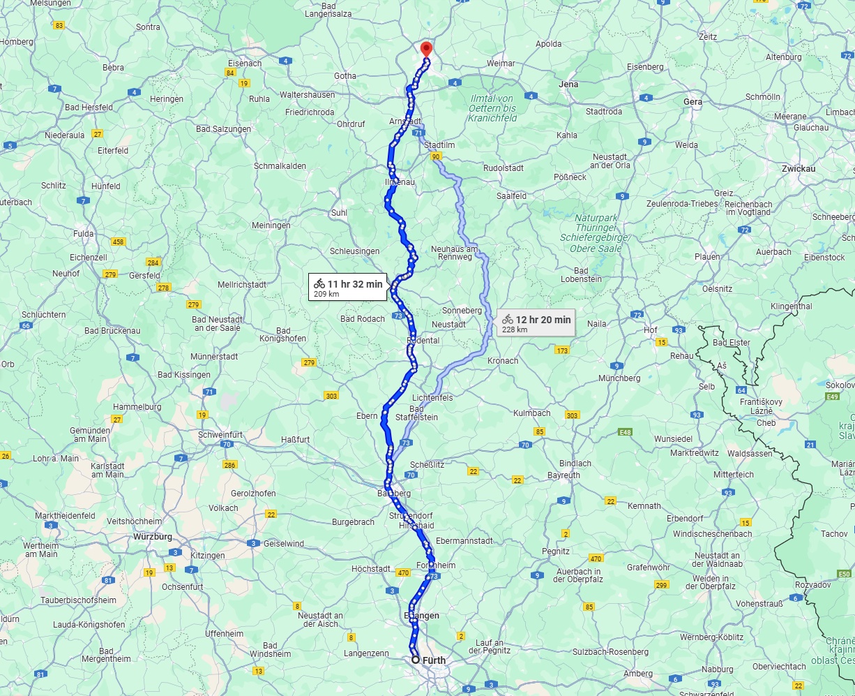 Anreise von Fürth Zu Erfurt Über 
