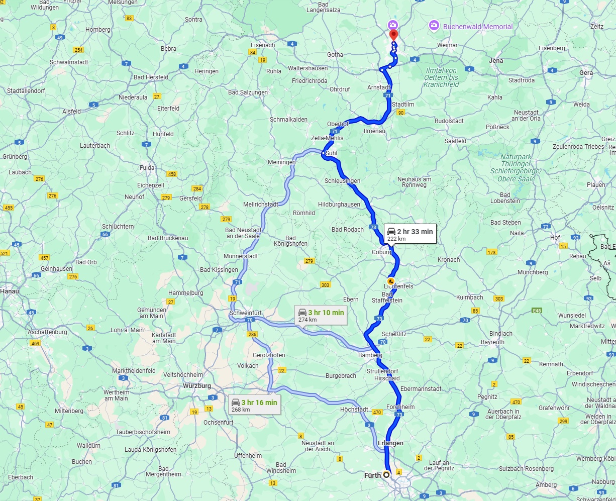Anreise von Fürth Zu Erfurt Über via A73
