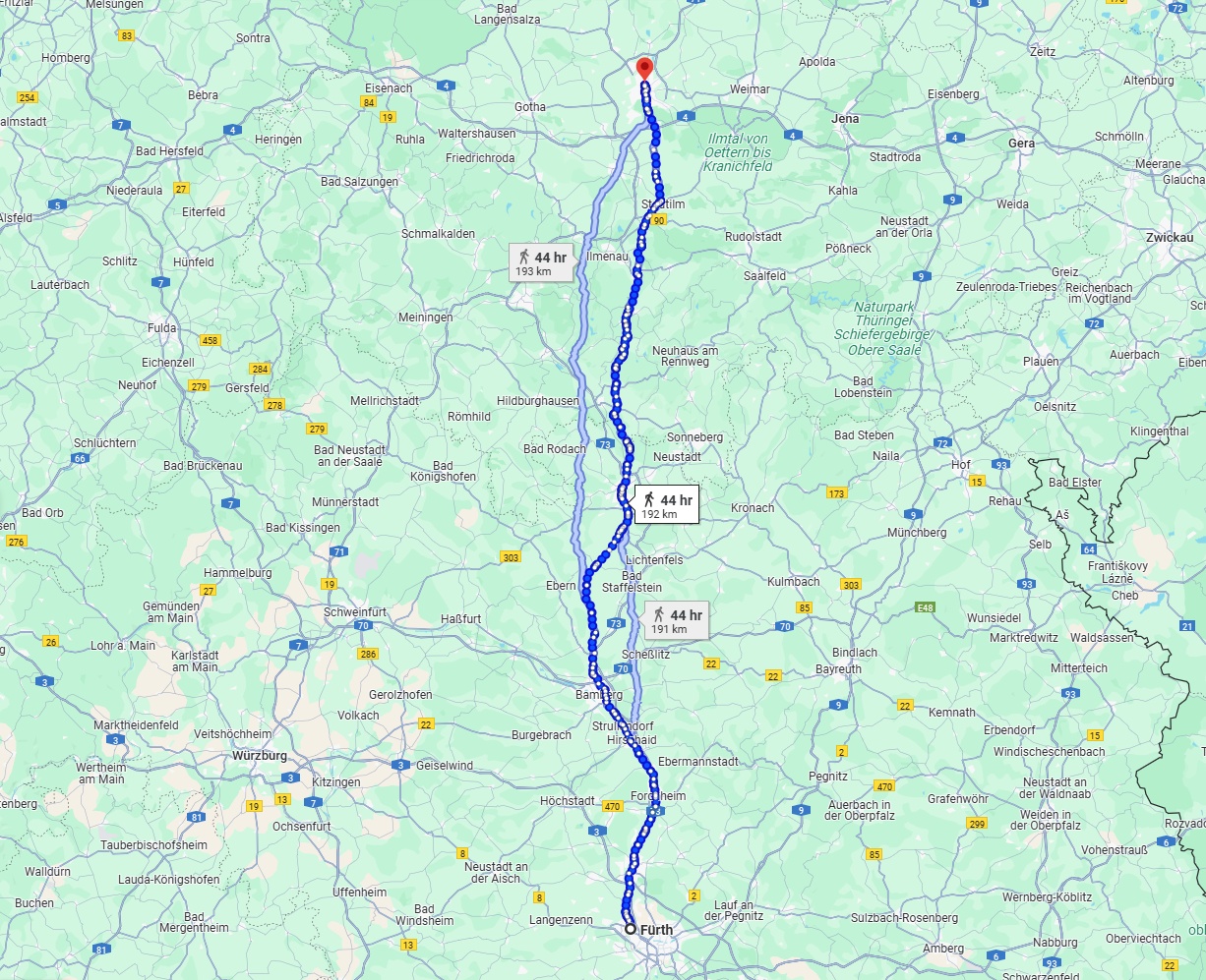Anreise von Fürth Zu Erfurt Über 