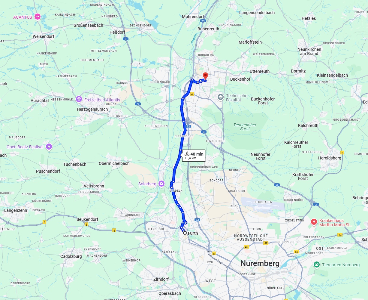 Anreise von Fürth Zu Erlangen Über 