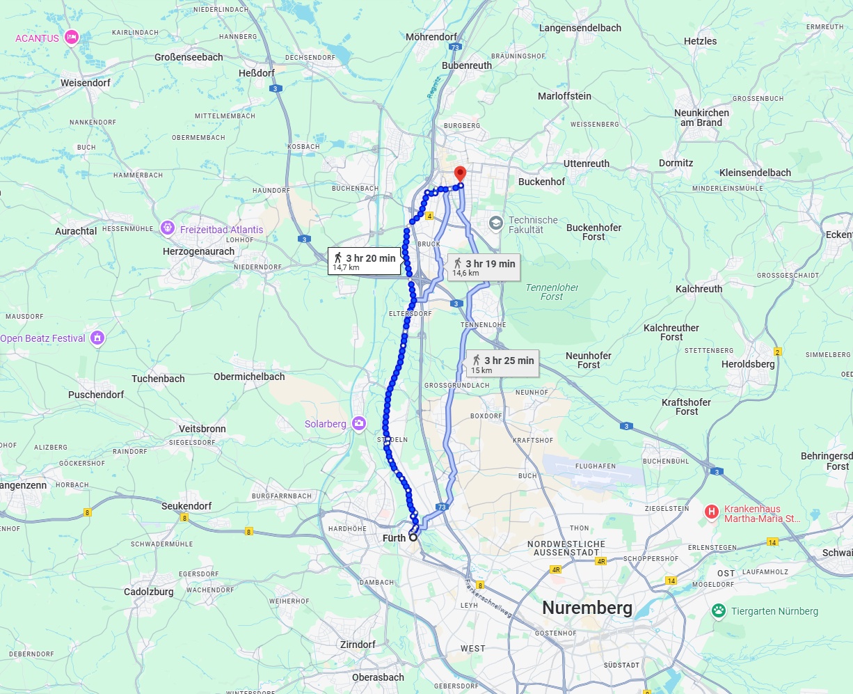 Anreise von Fürth Zu Erlangen Über 