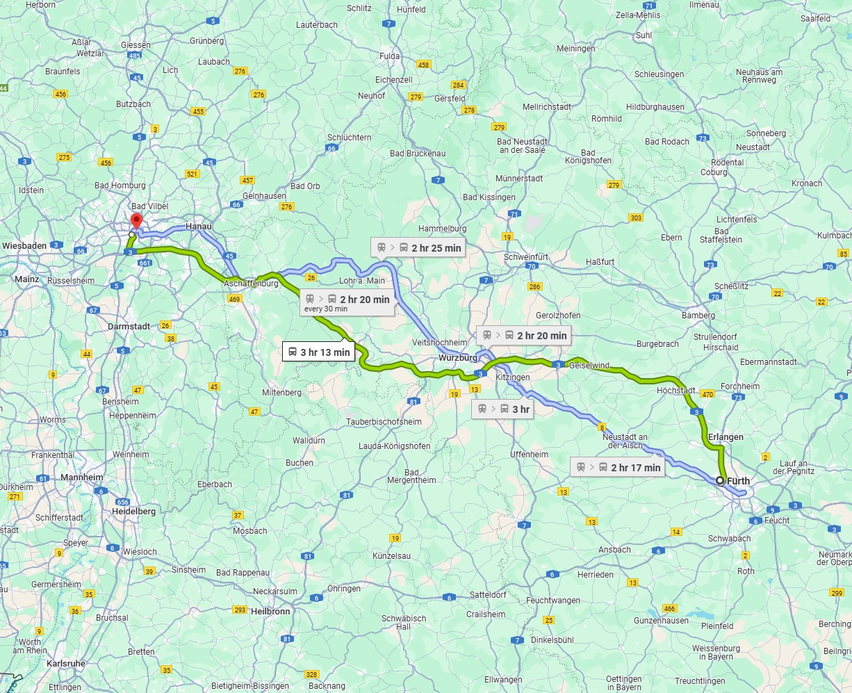 Anreise von Fürth Zu Frankfurt am Main Über 