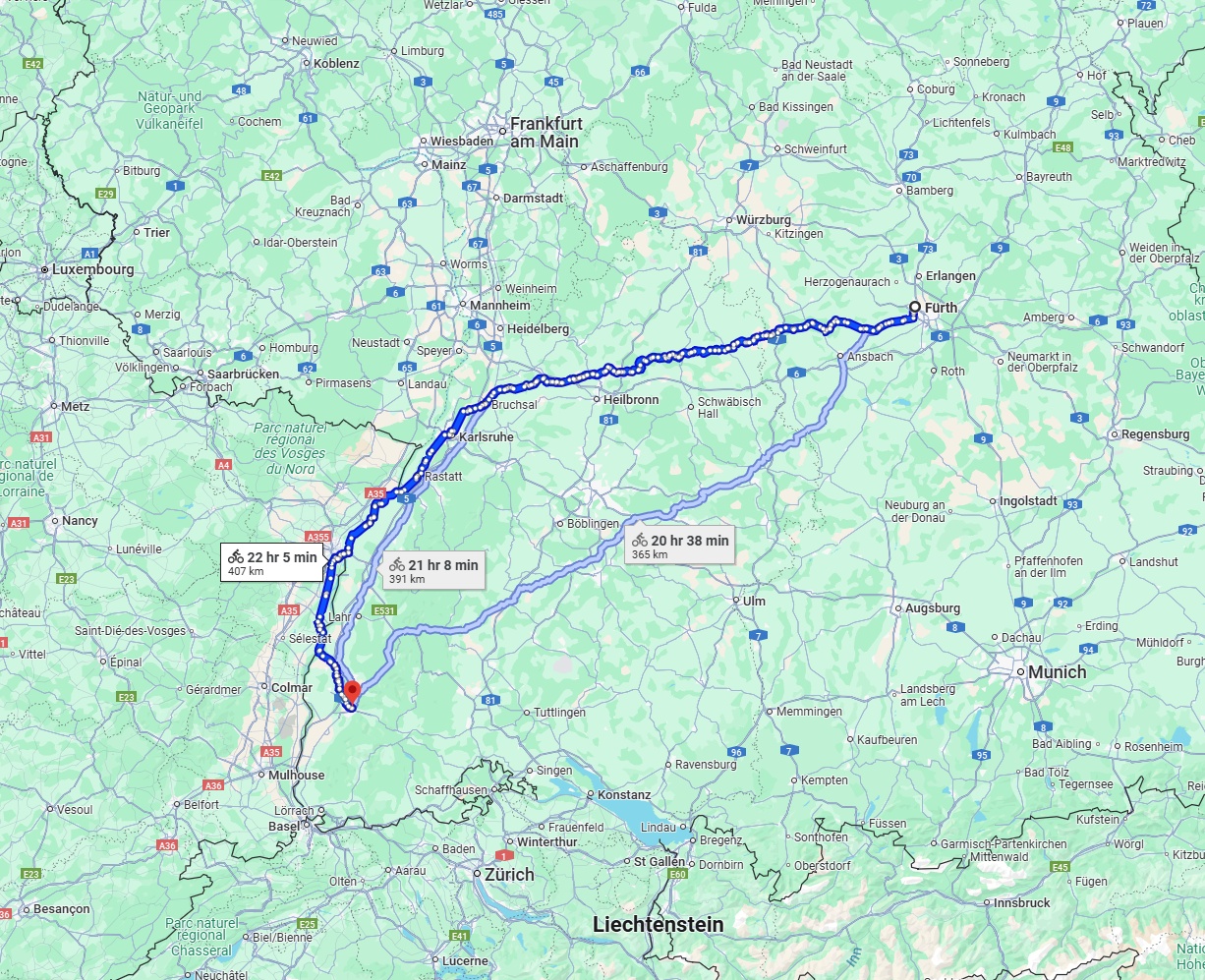 Anreise von Fürth Zu Freiburg im Breisgau Über 