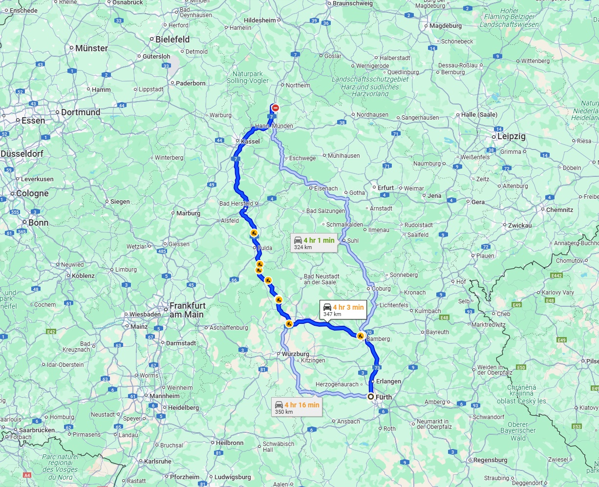 Anreise von Fürth Zu Göttingen Über via A7