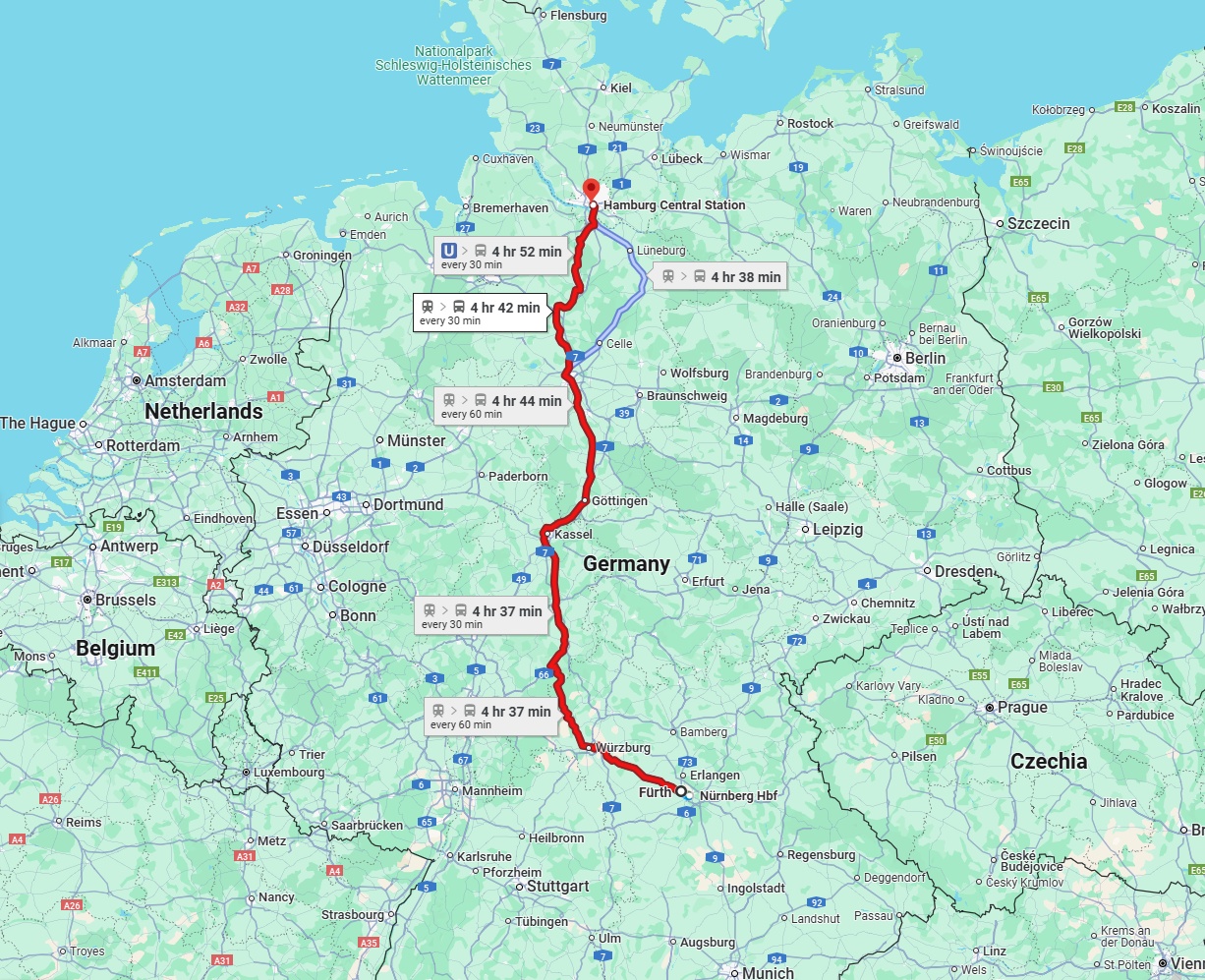 Anreise von Fürth Zu Hamburg Über 