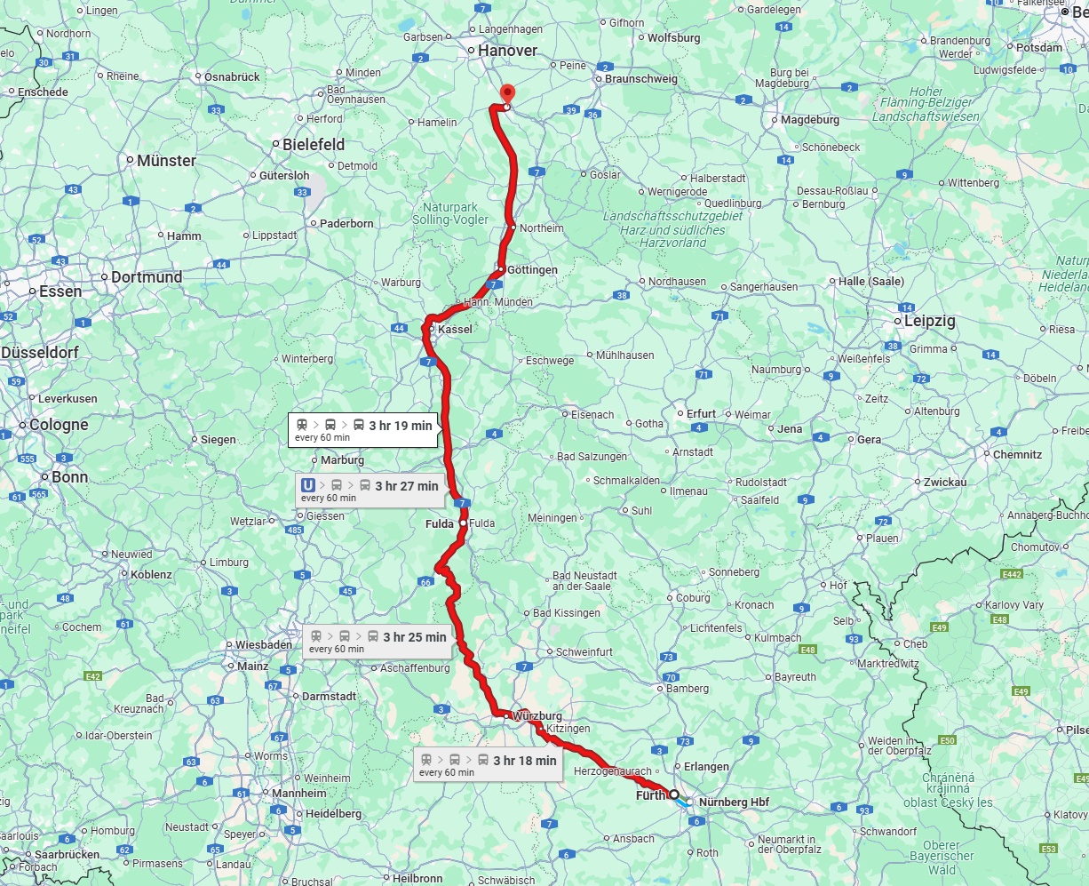 Anreise von Fürth Zu Hildesheim Über 
