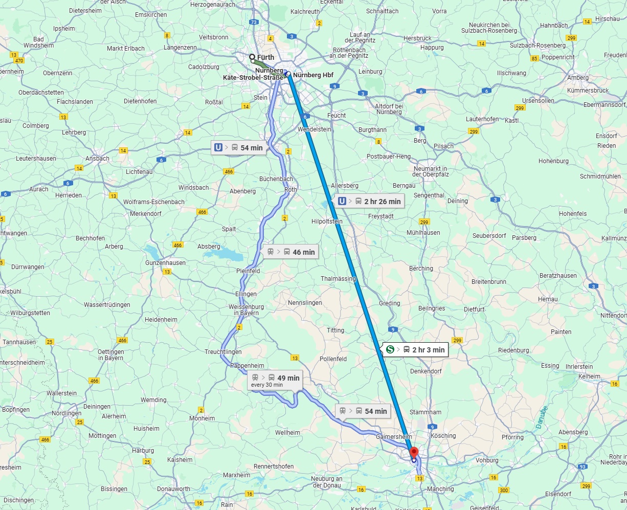 Anreise von Fürth Zu Ingolstadt Über 