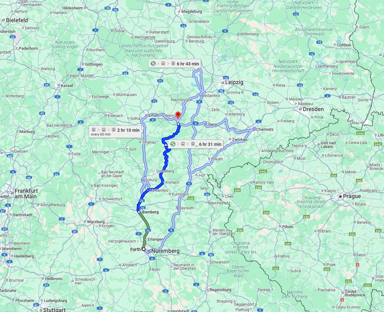 Anreise von Fürth Zu Jena Über 