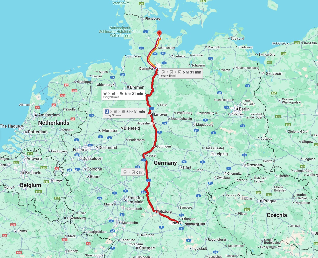 Anreise von Fürth Zu Kiel Über 