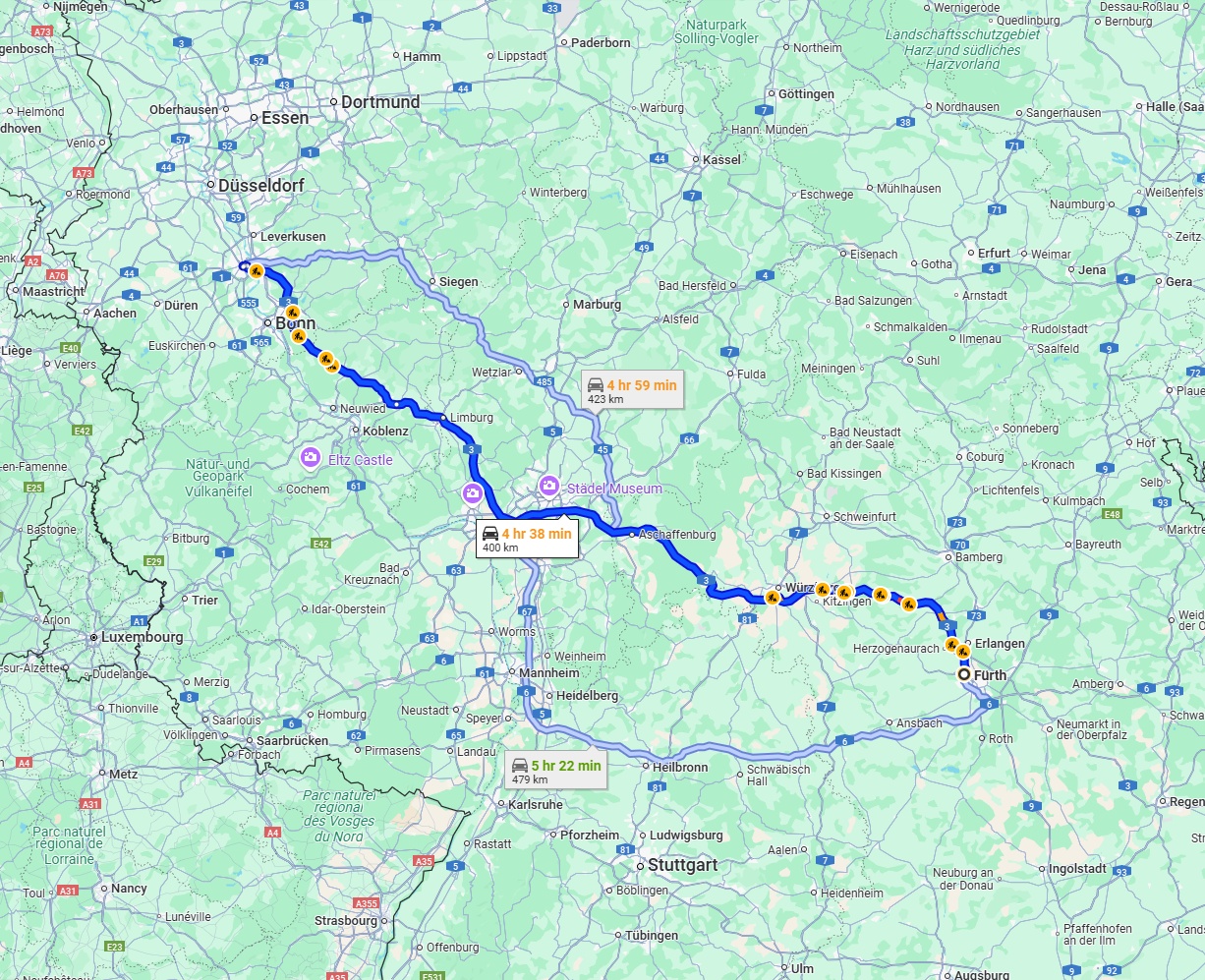 Anreise von Fürth Zu Köln Über via A3