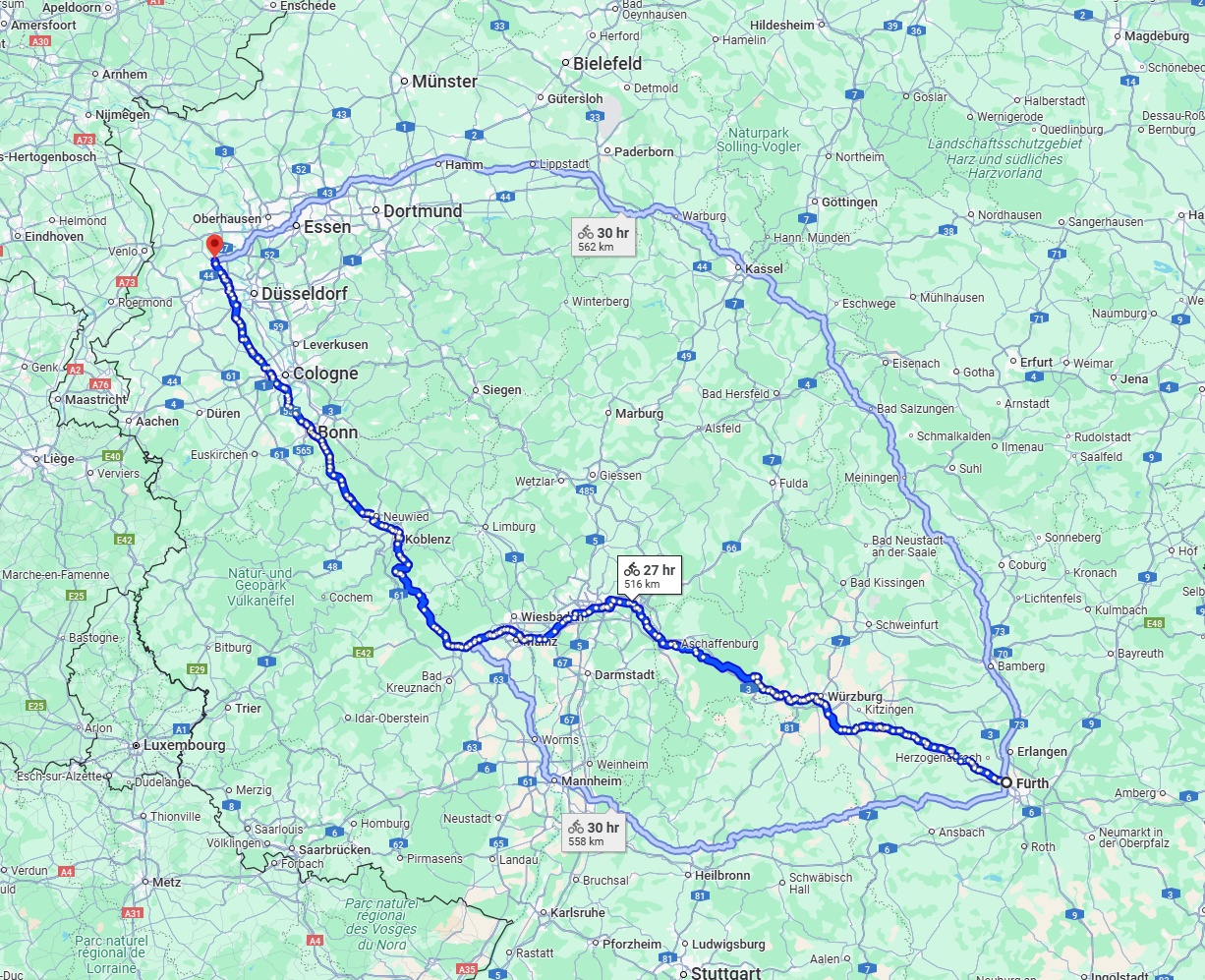 Anreise von Fürth Zu Krefeld Über 