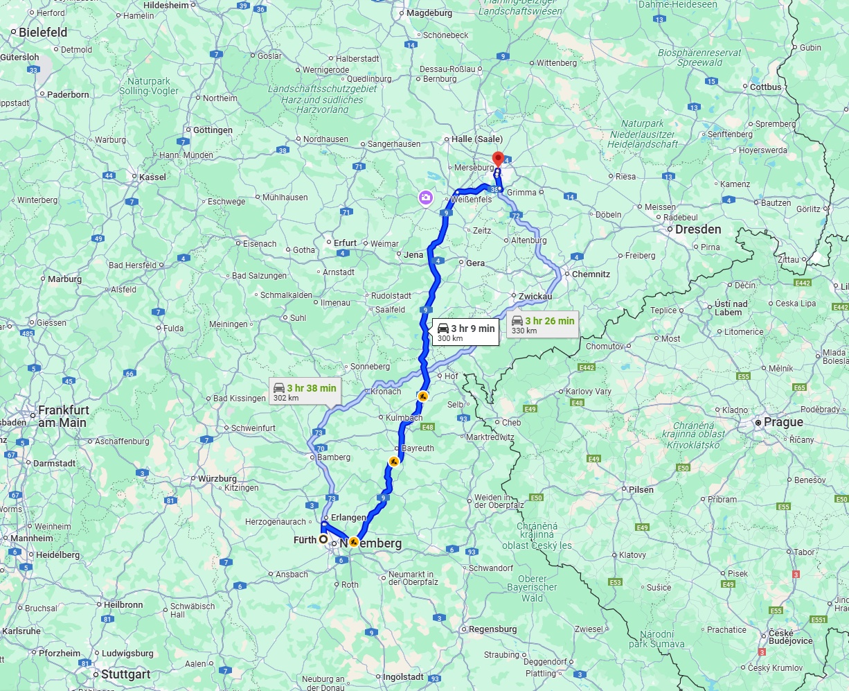 Anreise von Fürth Zu Leipzig Über via A9
