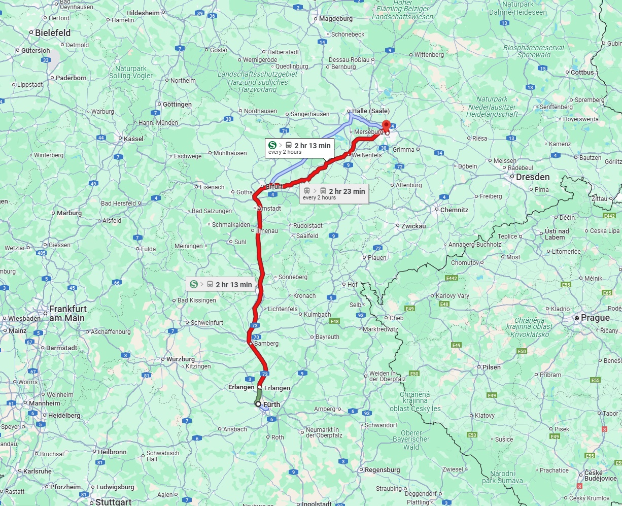 Anreise von Fürth Zu Leipzig Über 