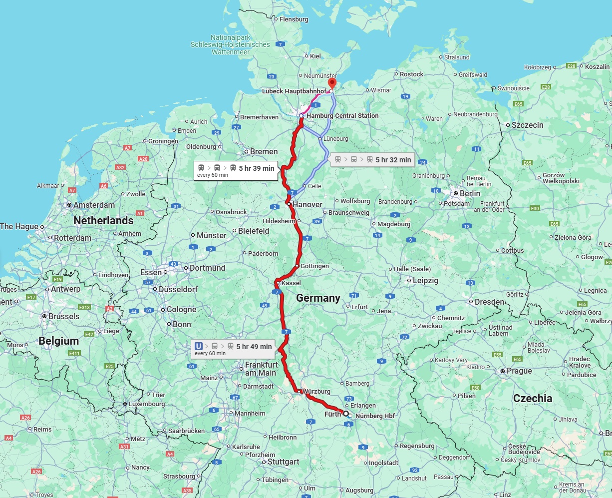 Anreise von Fürth Zu Lübeck Über 