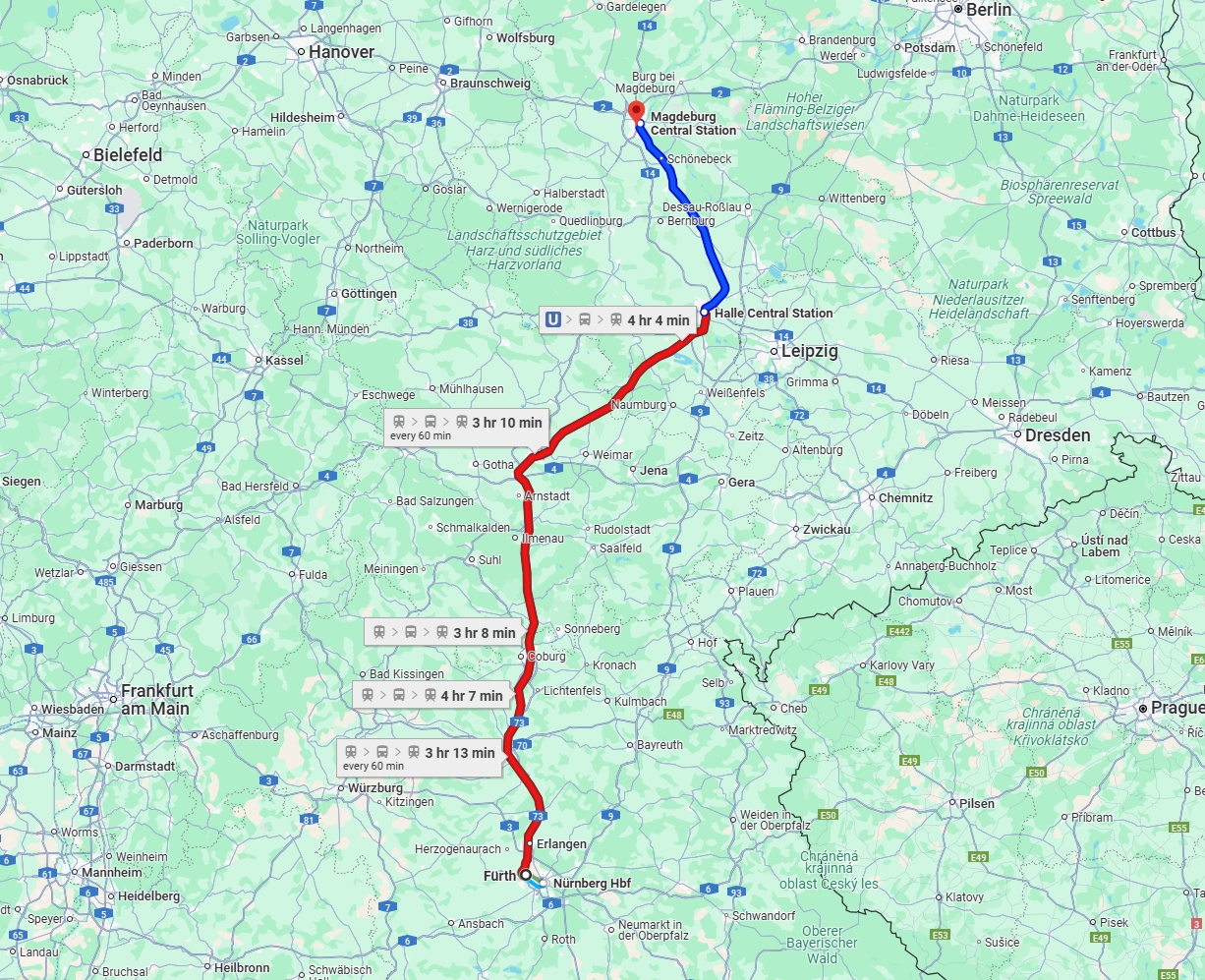 Anreise von Fürth Zu Magdeburg Über 