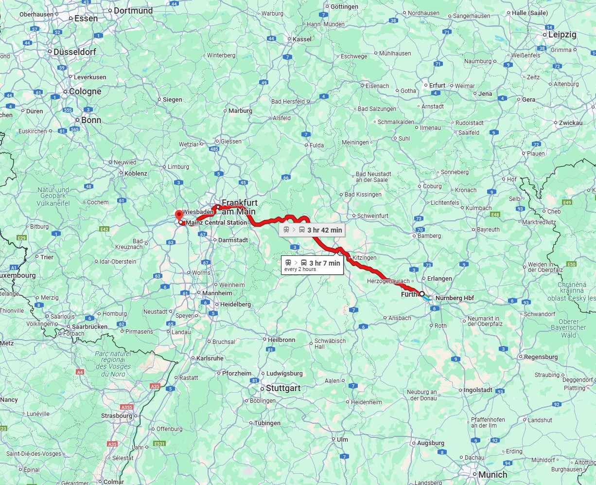 Anreise von Fürth Zu Mainz Über 
