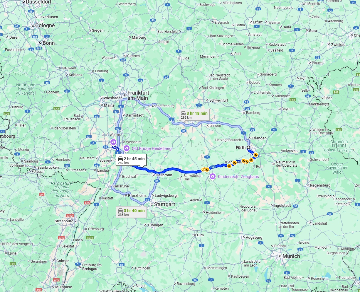 Anreise von Fürth Zu Mannheim Über via A6