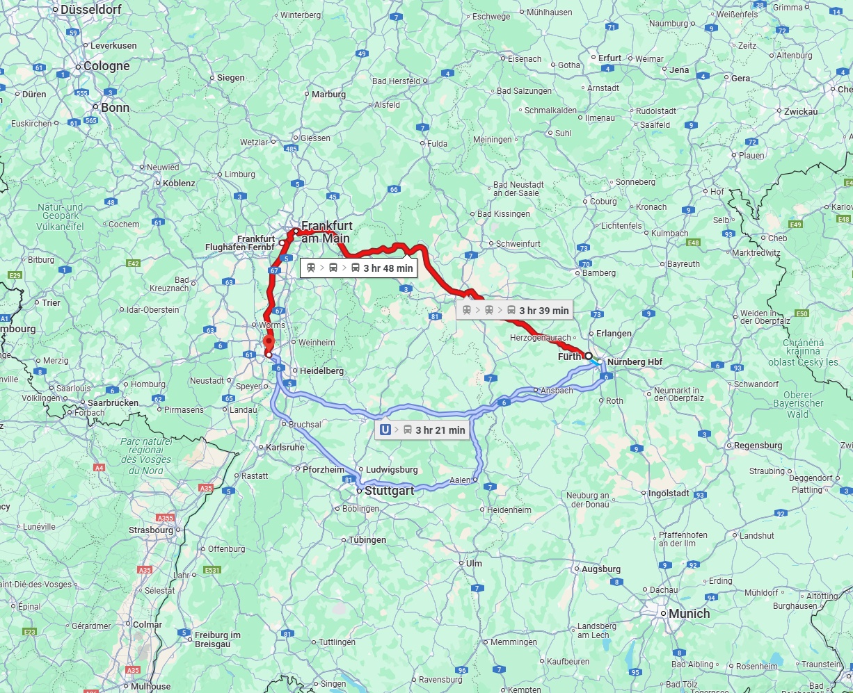 Anreise von Fürth Zu Mannheim Über 