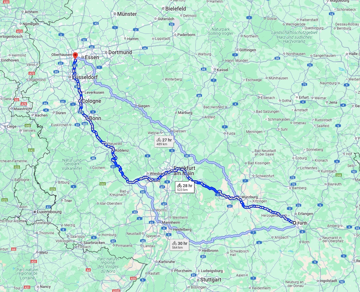 Anreise von Fürth Zu Mülheim an der Ruhr Über 