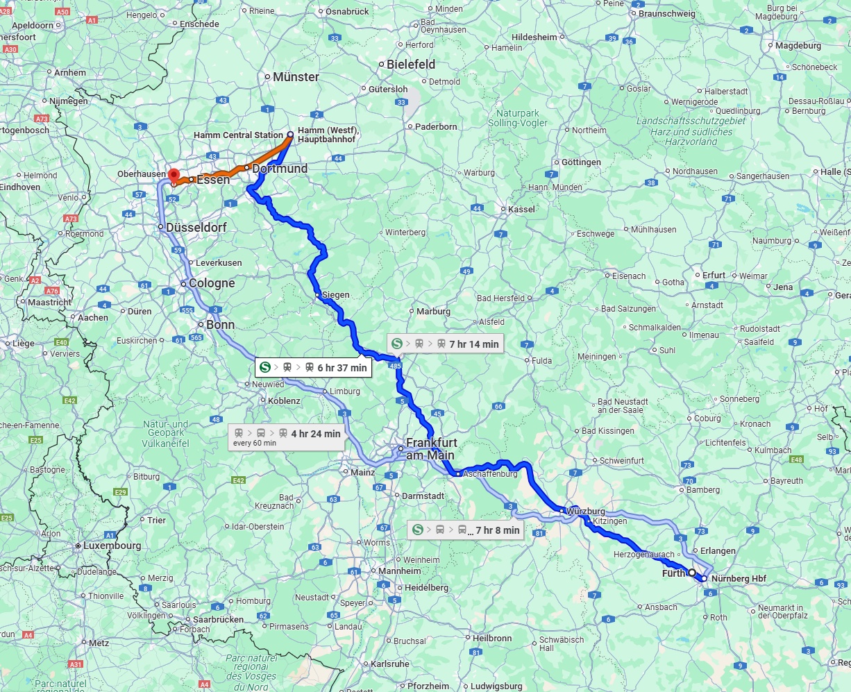Anreise von Fürth Zu Mülheim an der Ruhr Über 