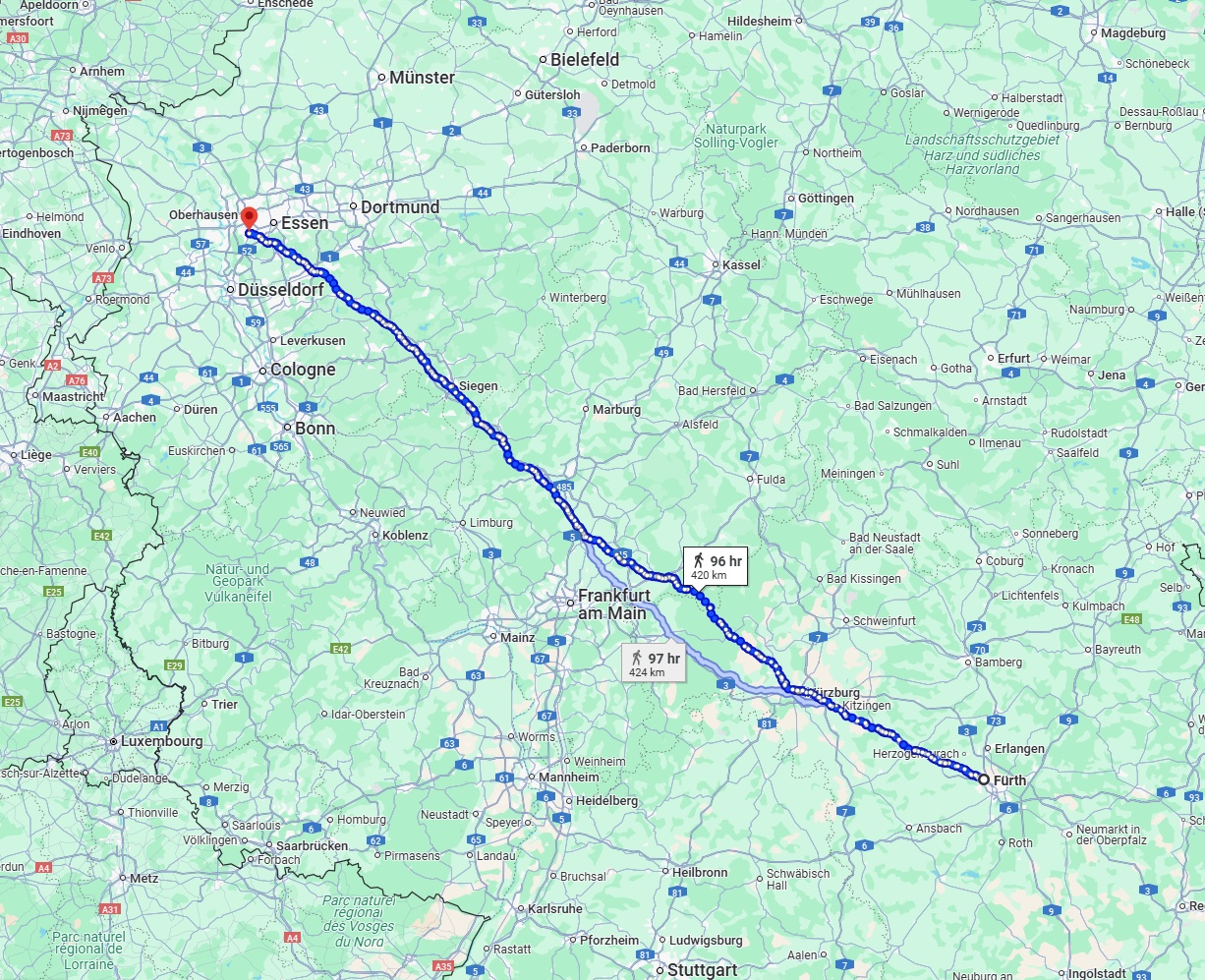 Anreise von Fürth Zu Mülheim an der Ruhr Über 