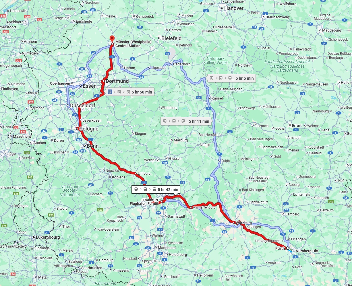 Anreise von Fürth Zu Münster Über 