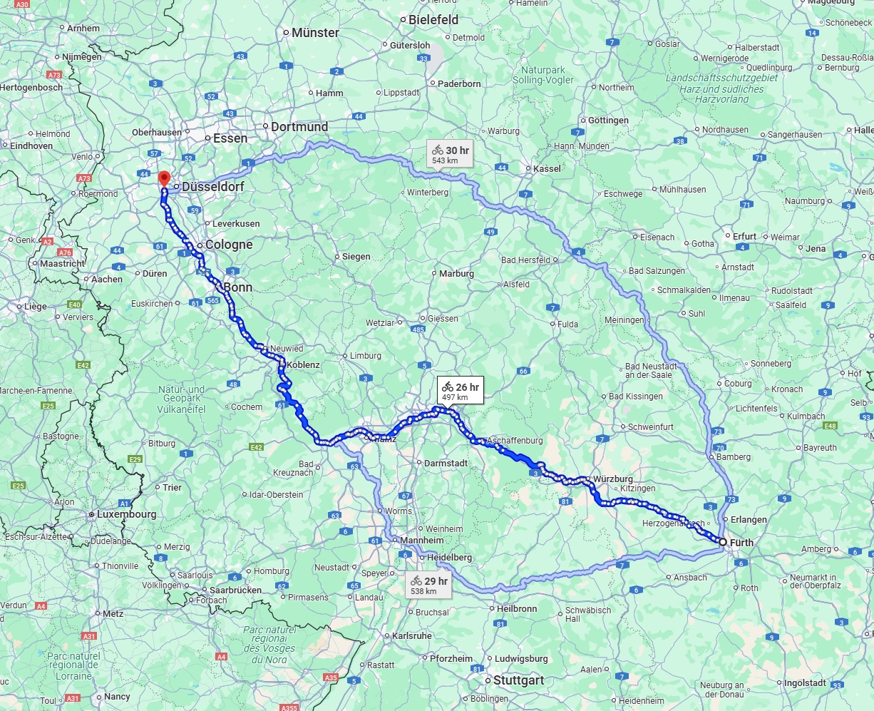 Anreise von Fürth Zu Neuss Über 