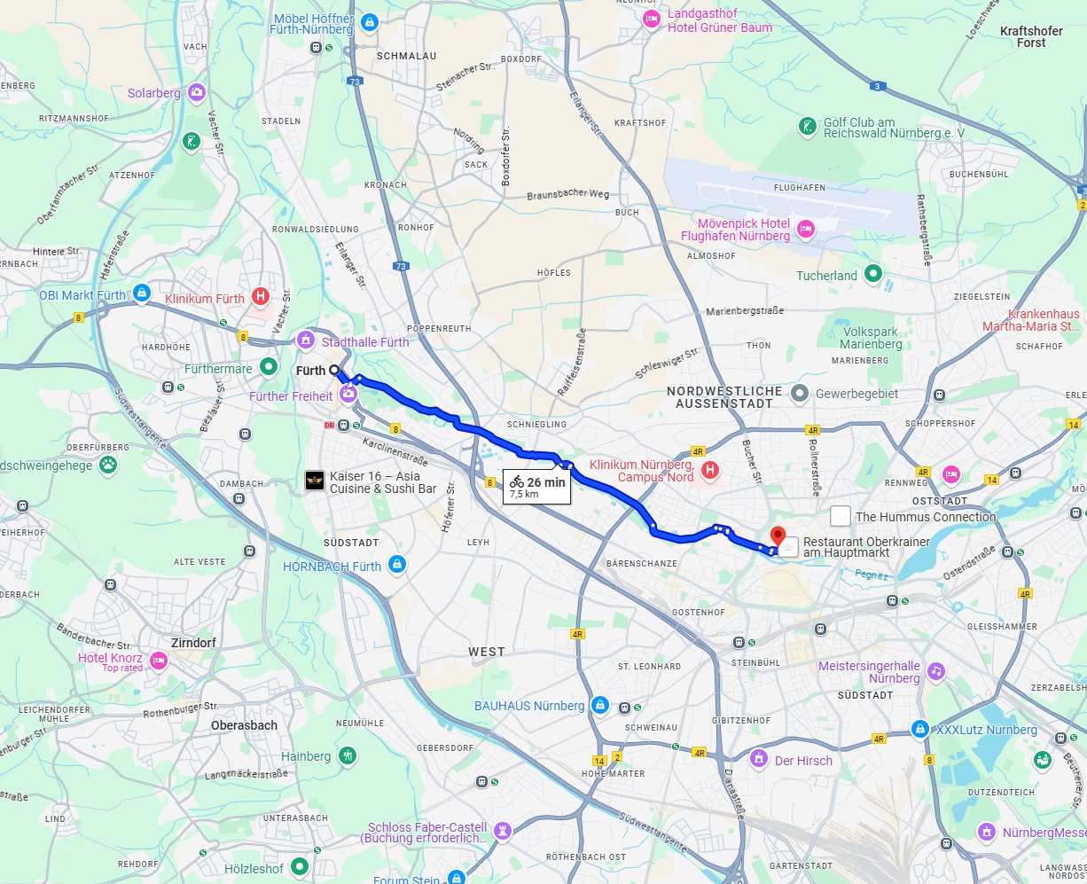 Anreise von Fürth Zu Nürnberg Über 