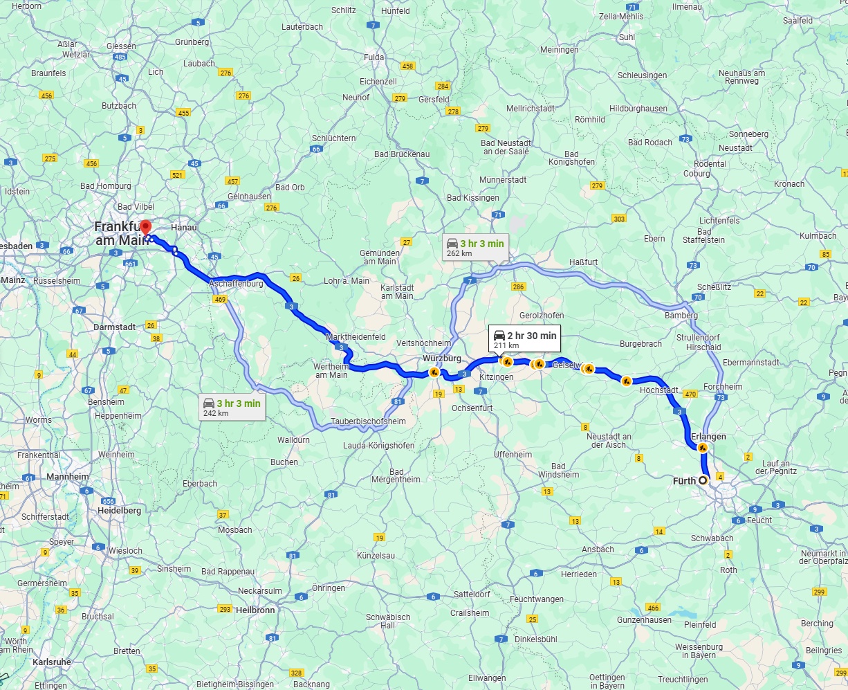 Anreise von Fürth Zu Offenbach am Main Über via A3