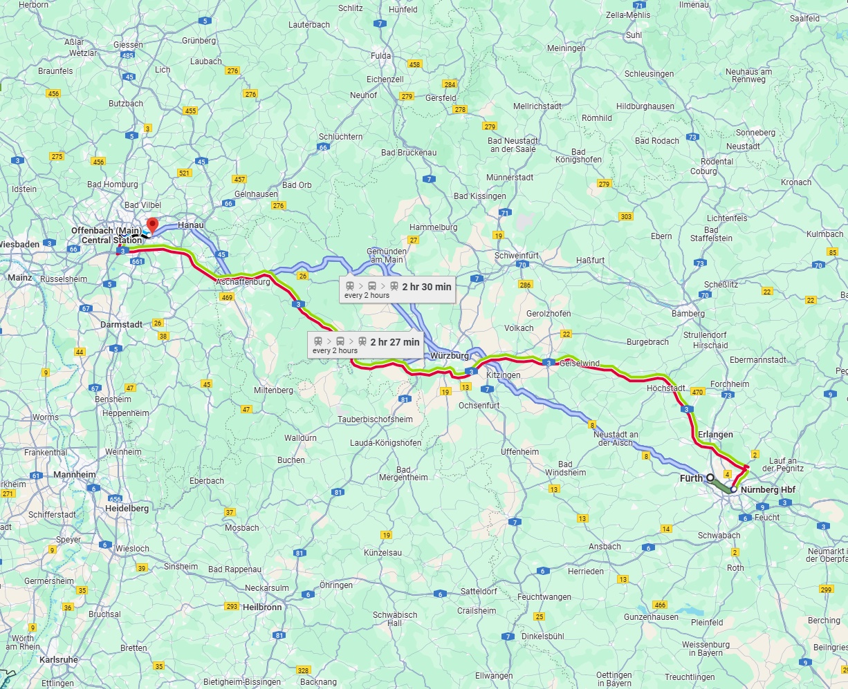 Anreise von Fürth Zu Offenbach am Main Über 