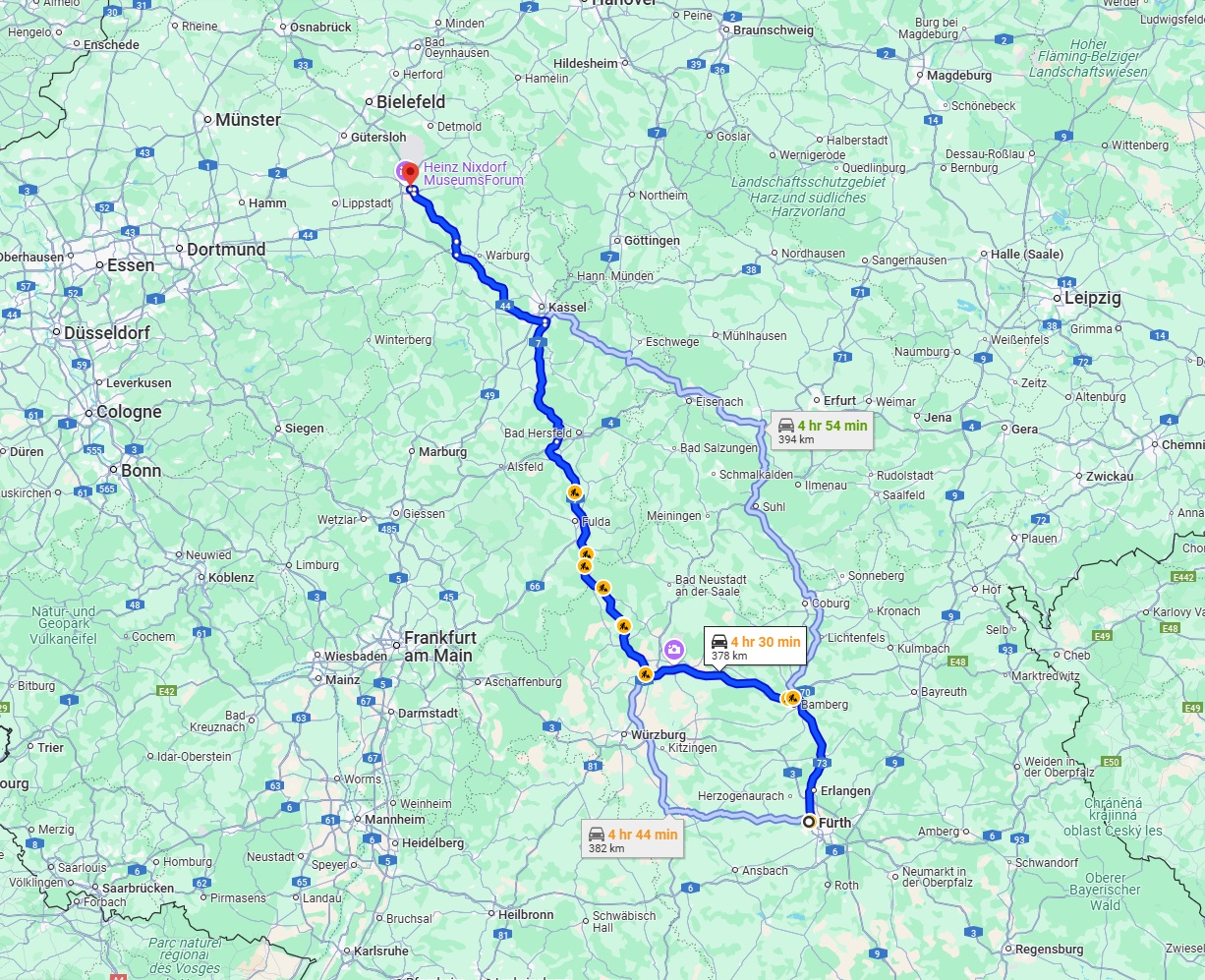 Anreise von Fürth Zu Paderborn Über via A7