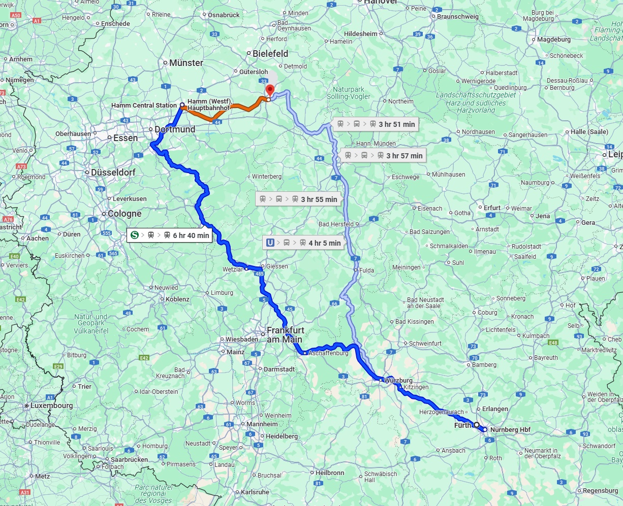 Anreise von Fürth Zu Paderborn Über 