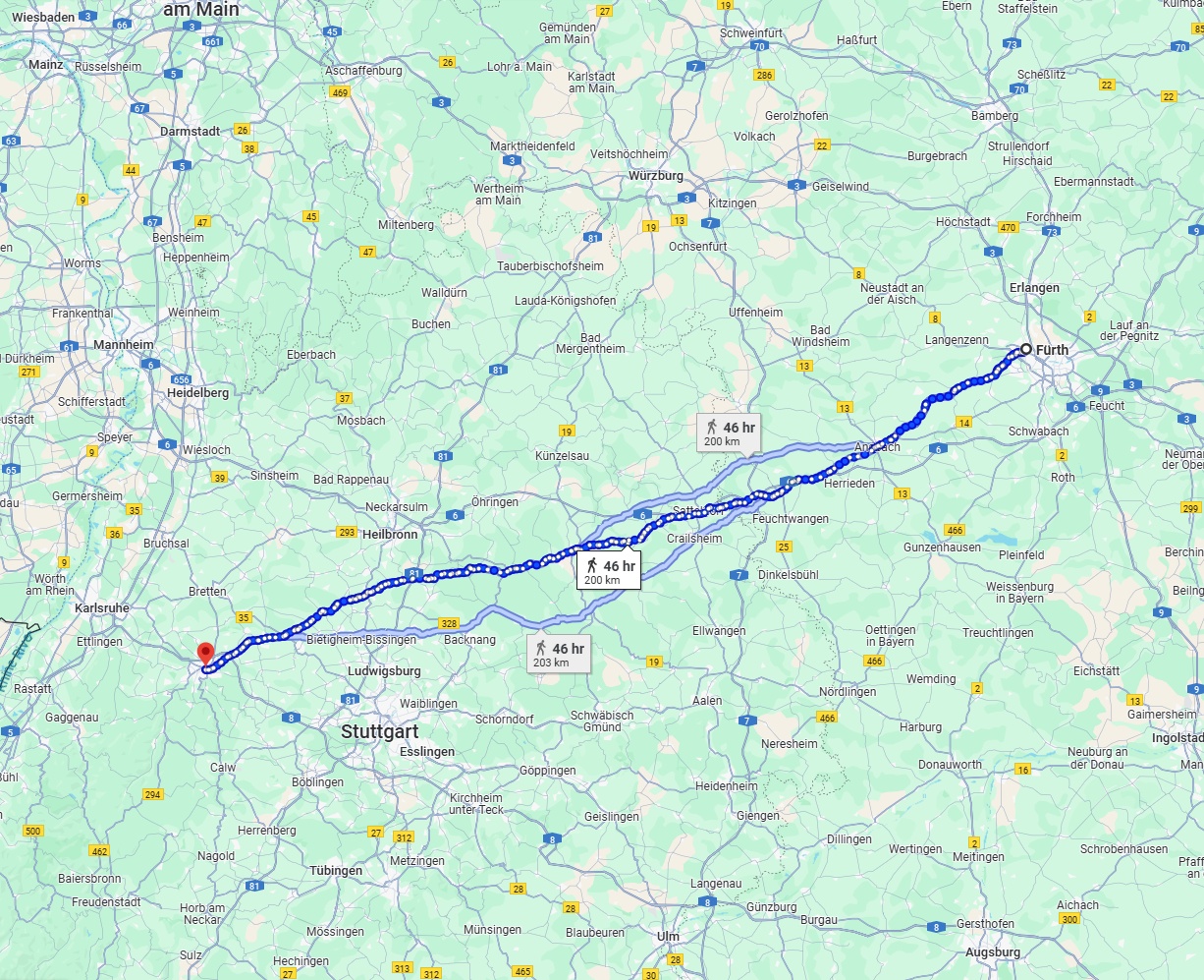 Anreise von Fürth Zu Pforzheim Über 