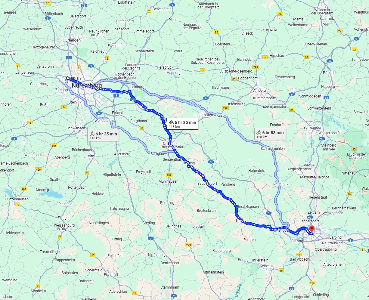 Anreise von Fürth Zu Regensburg Über 
