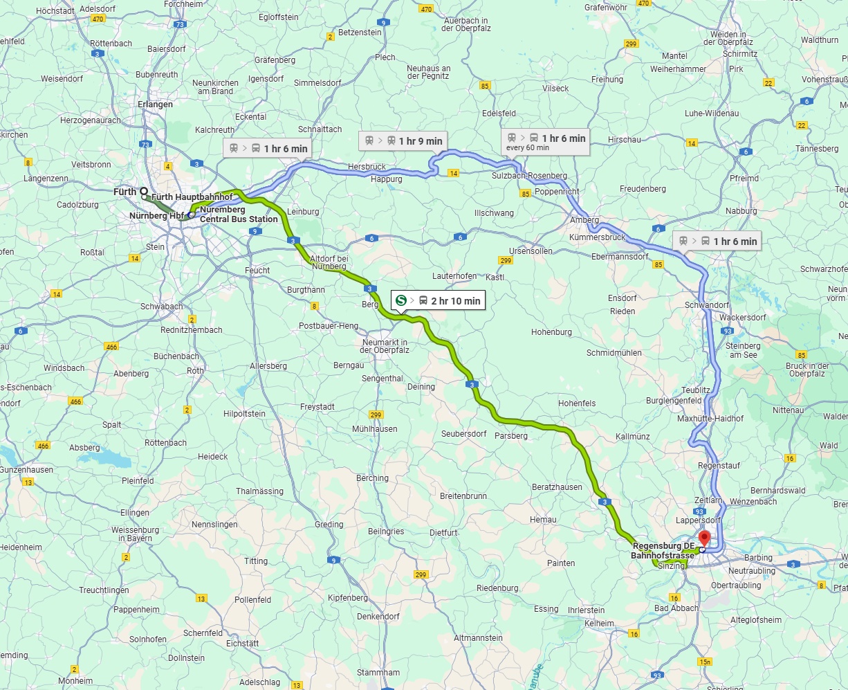 Anreise von Fürth Zu Regensburg Über 
