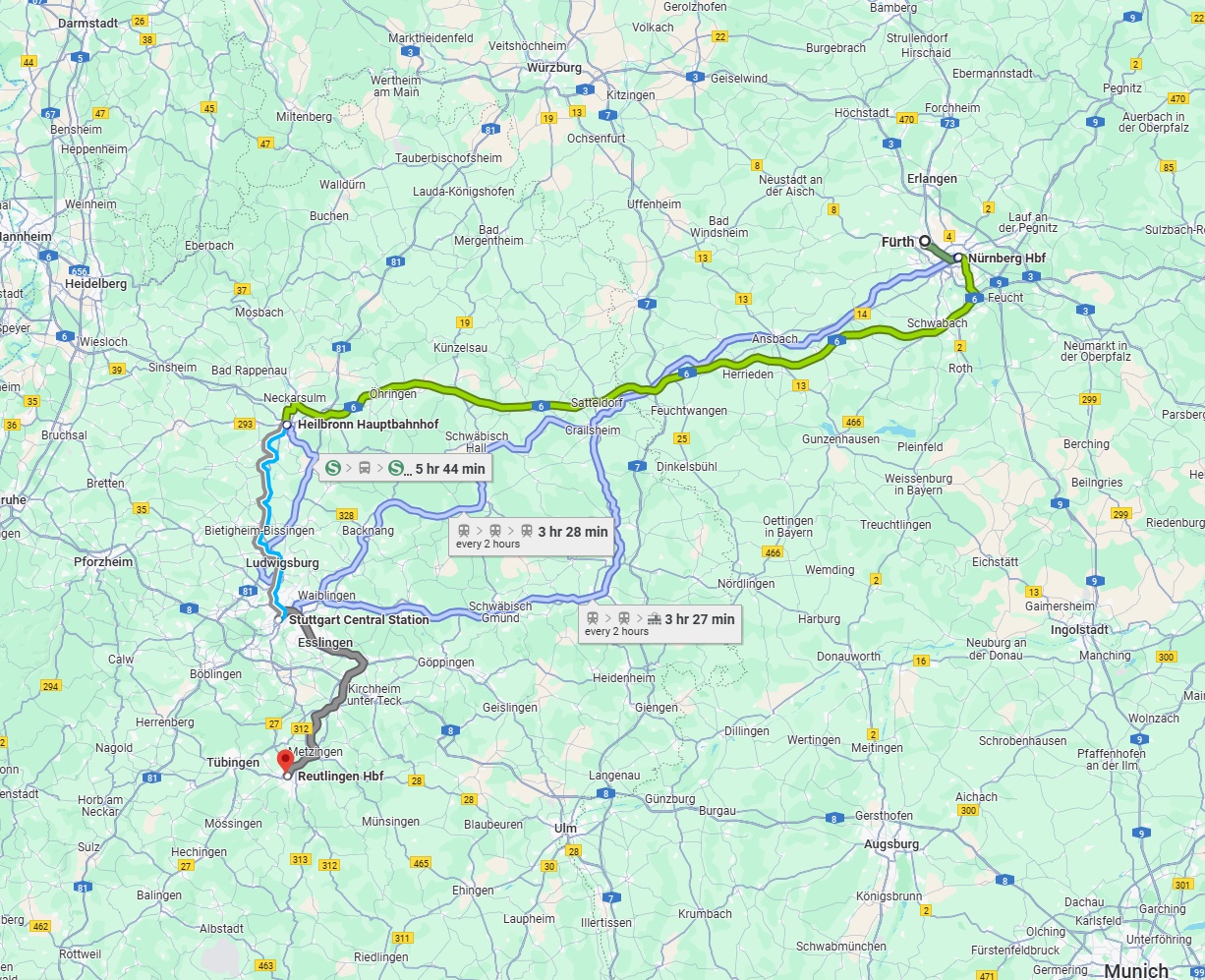 Anreise von Fürth Zu Reutlingen Über 