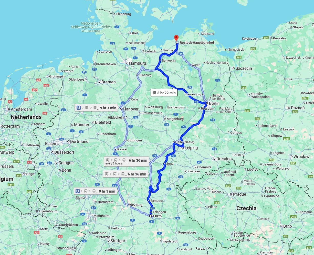 Anreise von Fürth Zu Rostock Über 