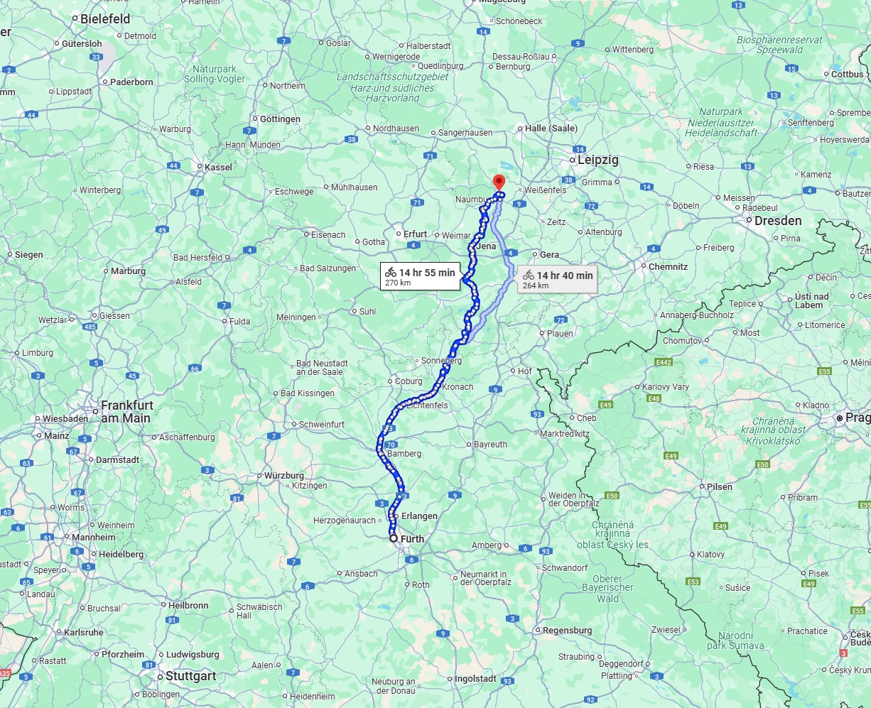 Anreise von Fürth Zu Saale Über 