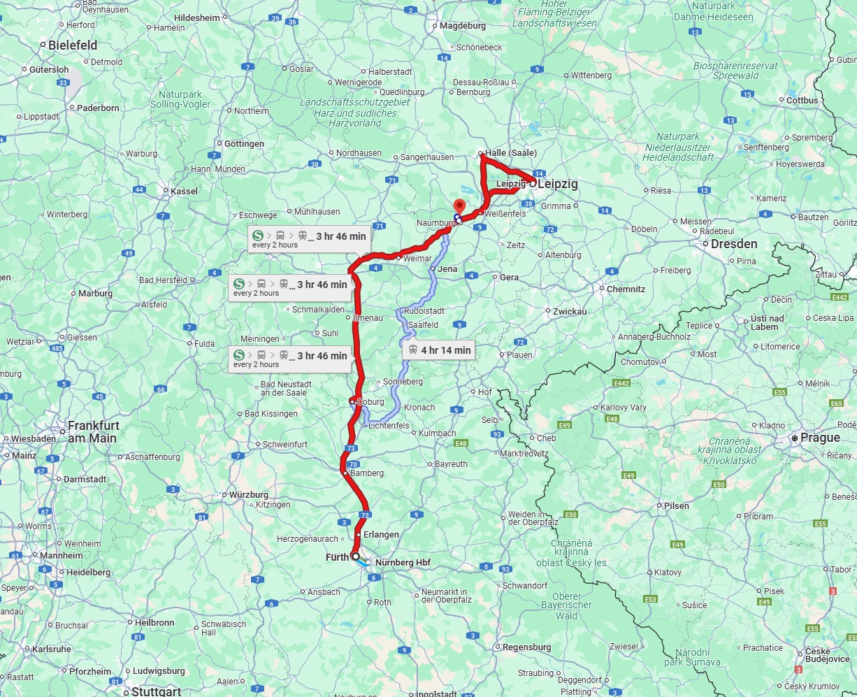 Anreise von Fürth Zu Saale Über 