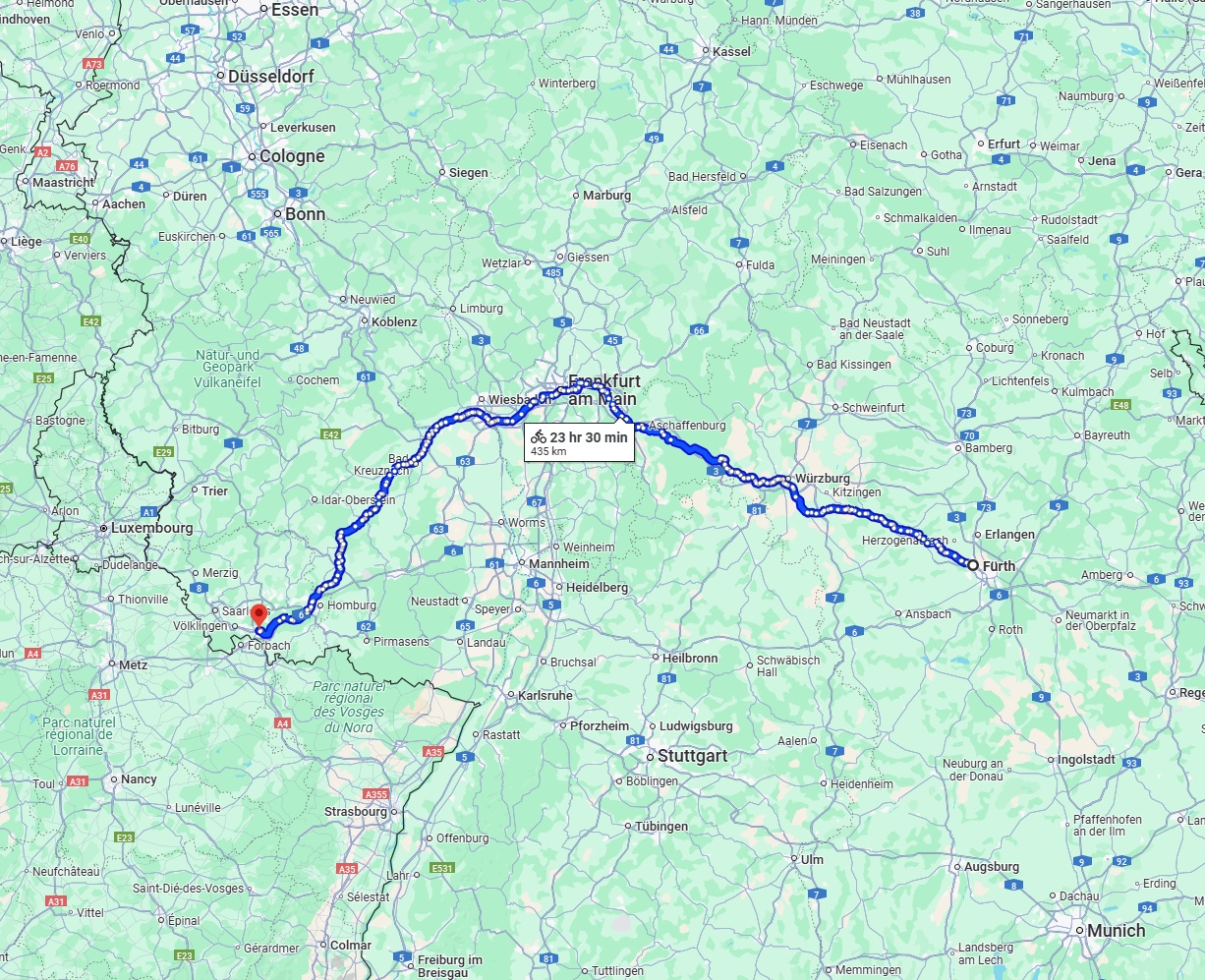 Anreise von Fürth Zu Saarbrücken Über 