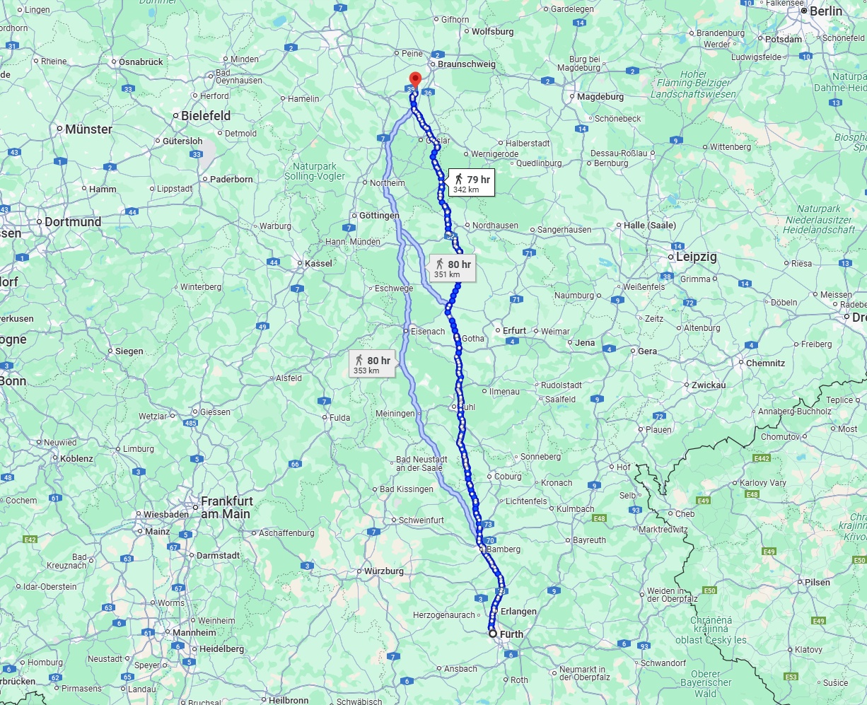 Anreise von Fürth Zu Salzgitter Über 