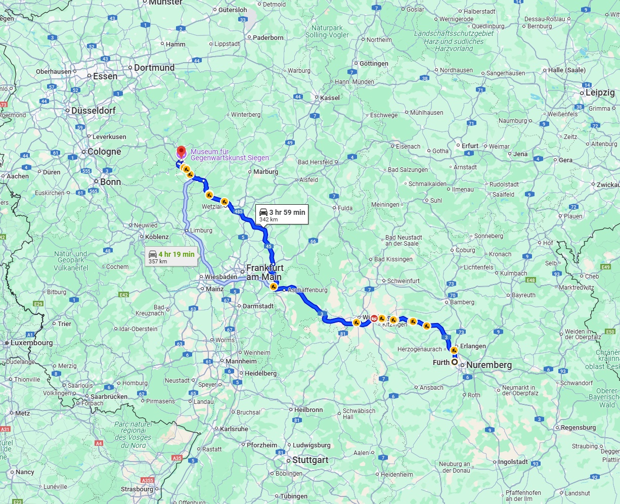 Anreise von Fürth Zu Siegen Über via A3 and A45